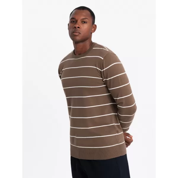  Pánský svetr OMBRE OM-SWSW-0143 BROWN 