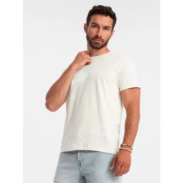  Pánské triko OMBRE OM-TSFP-0184 CREAM 