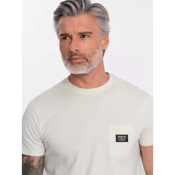  Pánské triko OMBRE OM-TSCT-0109 CREAM 