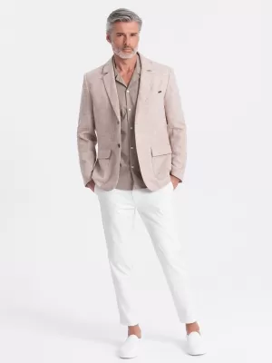 Pánské sako OMBRE OM-BLZB-0128 LIGHT BEIGE