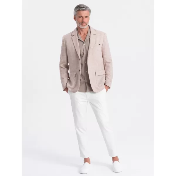  Pánské sako OMBRE OM-BLZB-0128 LIGHT BEIGE 