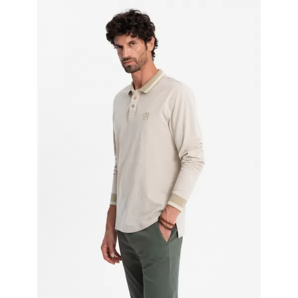  Pánské triko OMBRE OM-POLS-0129 SAND 