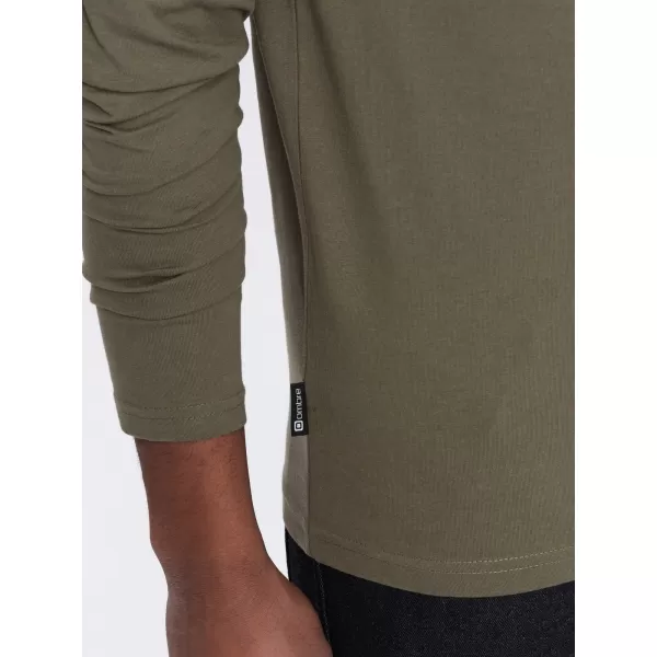 Pánské triko s dlouhým rukávem OMBRE OM-LSBL-0108 DARK OLIVE 