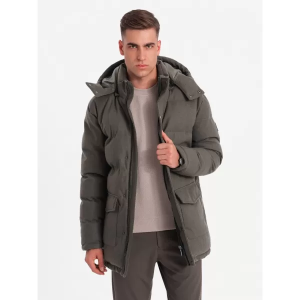  Pánská bunda OMBRE OM-JALJ-0217 DARK GREY MELANGE 