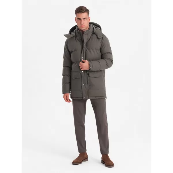  Pánská bunda OMBRE OM-JALJ-0217 DARK GREY MELANGE 