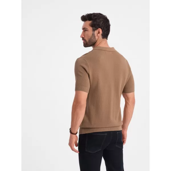  Pánské triko s límečkem OMBRE OM-POSS-0117 LIGHT BROWN 