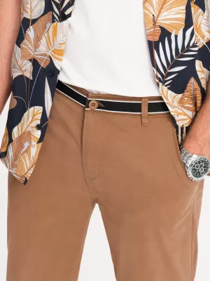 Pánské kalhoty OMBRE OM-PACP-0118 BROWN