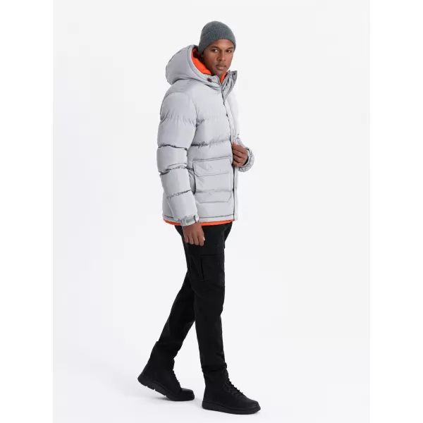  Pánská zimní bunda OMBRE OM-JAHP-0208 GREY 