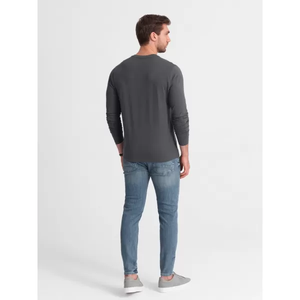  Pánské triko s dlouhým rukávem OMBRE OM-LSBL-0108 GRAPHITE 
