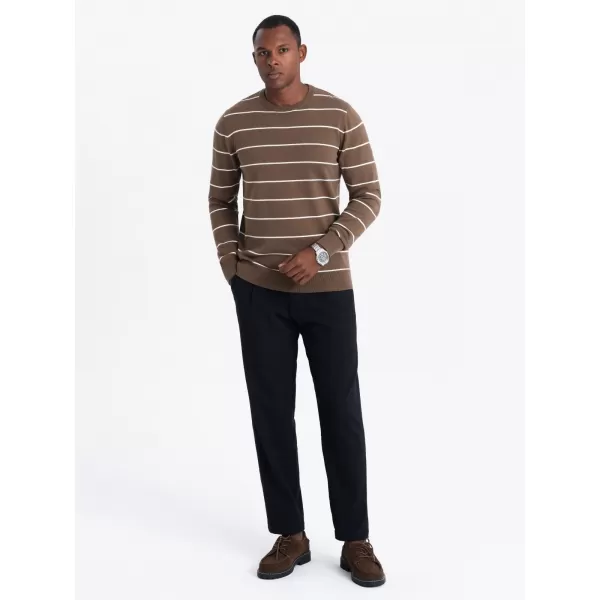  Pánský svetr OMBRE OM-SWSW-0143 BROWN 