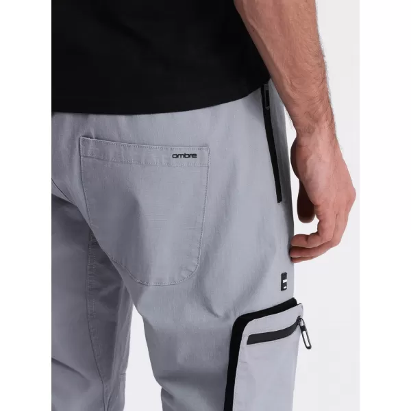  Pánské kalhoty OMBRE OM-PAJO-0135 LIGHT GREY 