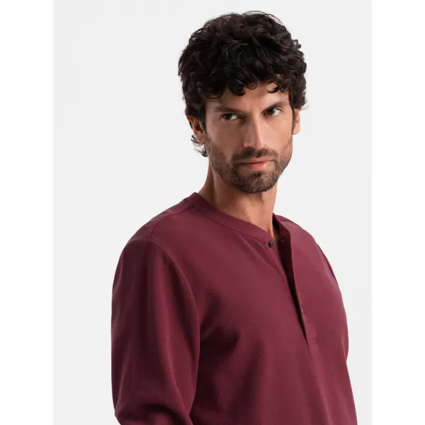  Pánské triko s dlouhým rukávem OMBRE OM-LSCL-0120 MAROON 