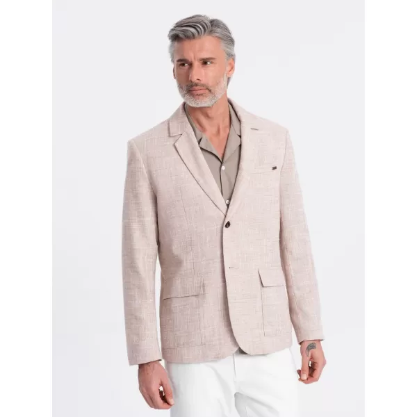  Pánské sako OMBRE OM-BLZB-0128 LIGHT BEIGE 