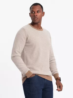Pánský svetr OMBRE OM-SWSW-0111 LIGHT BROWN