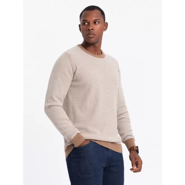  Pánský svetr OMBRE OM-SWSW-0111 LIGHT BROWN 