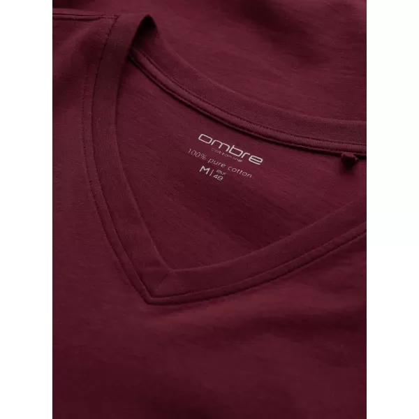 Pánské triko s dlouhým rukávem OMBRE OM-LSBL-0108 MAROON 