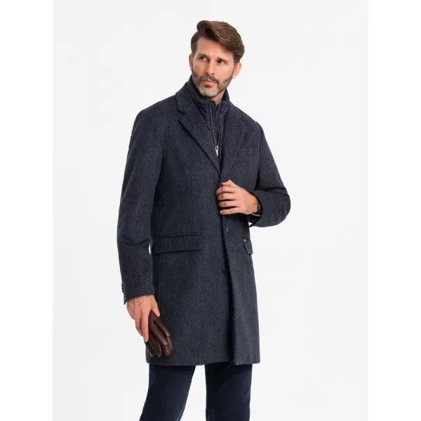  Pánský kabát OMBRE OM-COWC-0121 NAVY BLUE 