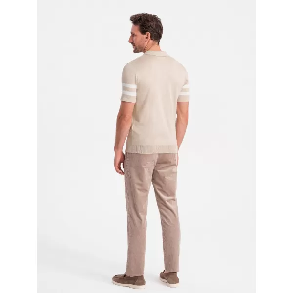  Pánské triko s límečkem OMBRE OM-POSS-0118 BEIGE 
