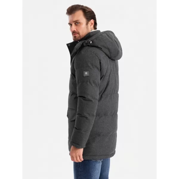  Pánská bunda OMBRE OM-JALJ-0217 BLACK MELANGE 