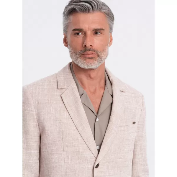  Pánské sako OMBRE OM-BLZB-0128 LIGHT BEIGE 