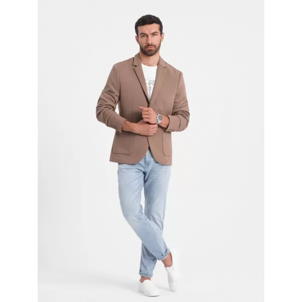  Pánské sako OMBRE OM-BLZB-0127 DARK BEIGE 