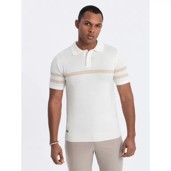  Pánské triko s límečkem OMBRE OM-POSS-0118 CREAM 