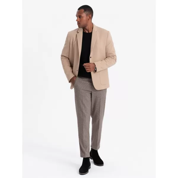  Pánské sako OMBRE OM-BLZB-0133 LIGHT BROWN 