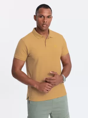 Pánské triko s límečkem OMBRE OM-POBS-0100 MUSTARD