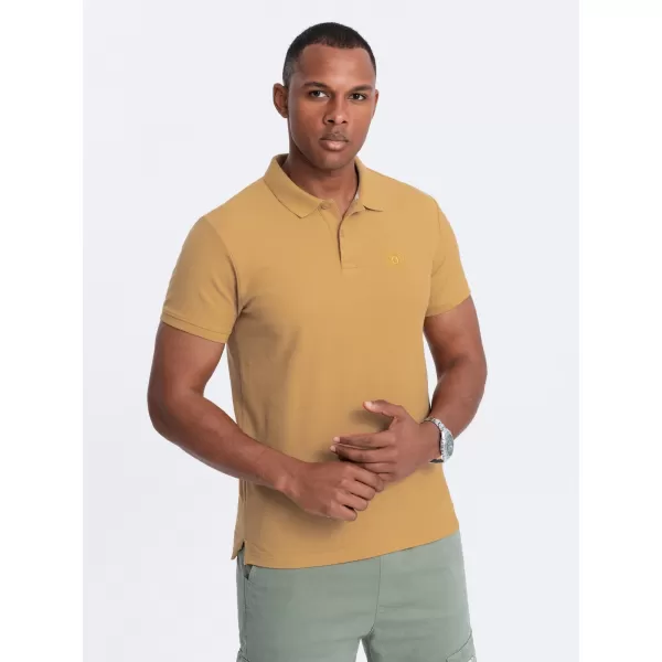  Pánské triko s límečkem OMBRE OM-POBS-0100 MUSTARD 