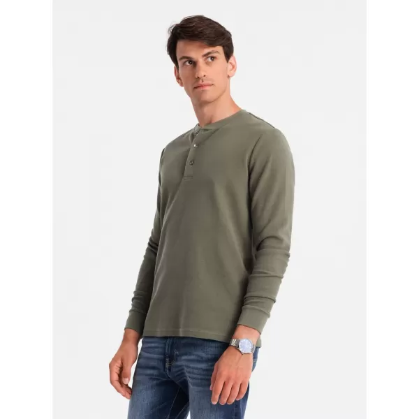  Pánské triko s dlouhým rukávem OMBRE OM-LSCL-0120 OLIVE 