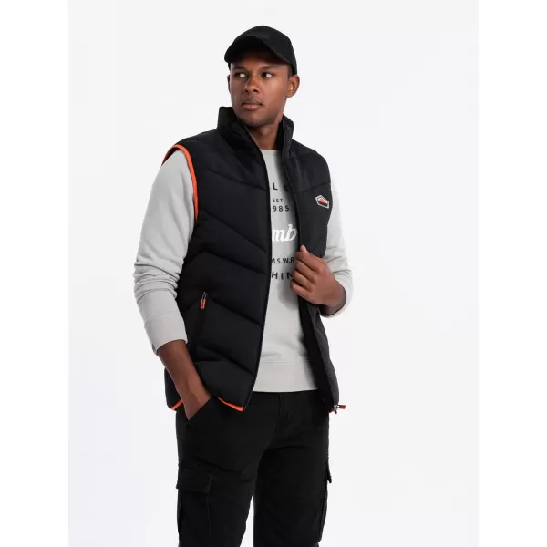  Pánská vesta OMBRE OM-JAVJ-0210 BLACK 