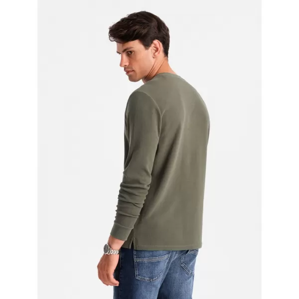  Pánské triko s dlouhým rukávem OMBRE OM-LSCL-0120 OLIVE 