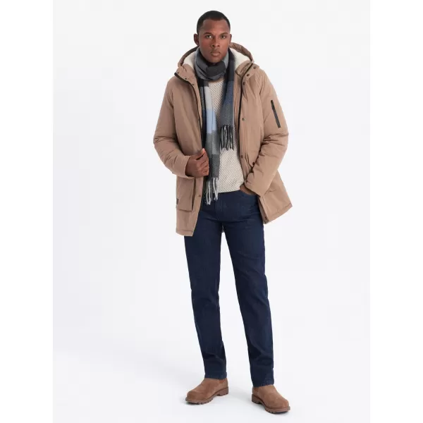  Pánská bunda OMBRE OM-JALJ-0181 BEIGE 