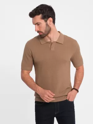 Pánské triko s límečkem OMBRE OM-POSS-0117 LIGHT BROWN