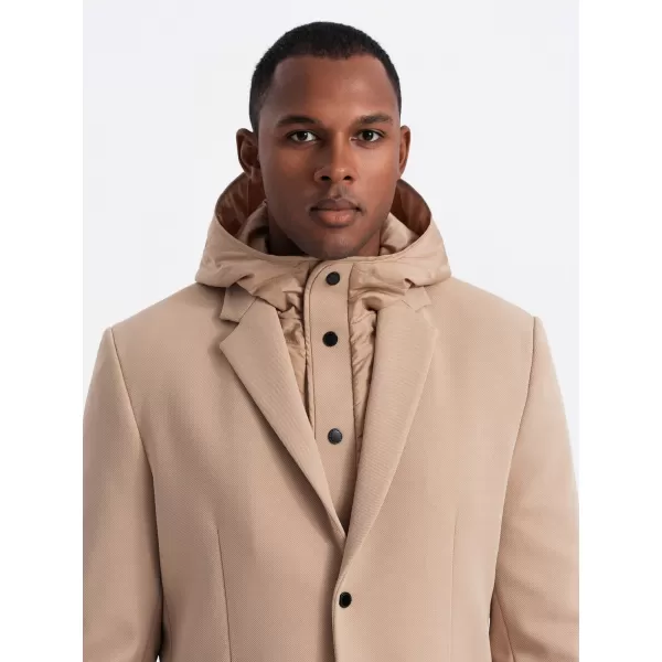  Pánské sako OMBRE OM-BLZB-0133 LIGHT BROWN 