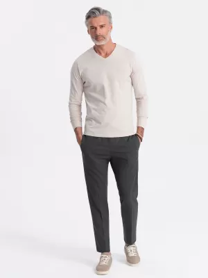 Pánské triko s dlouhým rukávem OMBRE OM-LSBL-0108 LIGHT BEIGE