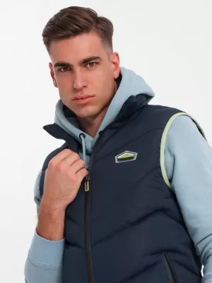 Pánská vesta OMBRE OM-JAVJ-0210 NAVY BLUE
