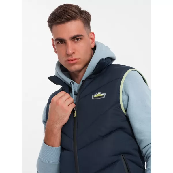  Pánská vesta OMBRE OM-JAVJ-0210 NAVY BLUE 