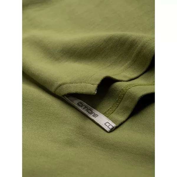  Pánské triko s límečkem OMBRE OM-POBS-0100 OLIVE 