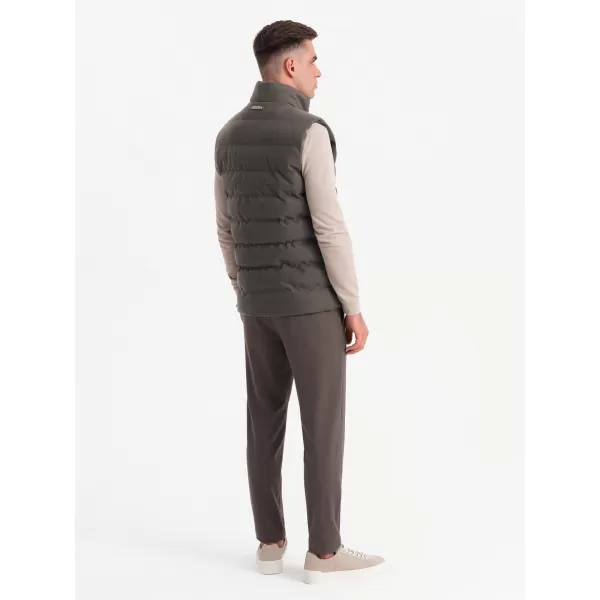  Pánská vesta OMBRE OM-JAVJ-0200 OLIVE MELANGE 