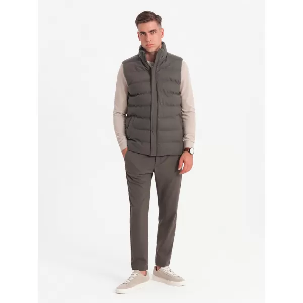  Pánská vesta OMBRE OM-JAVJ-0200 OLIVE MELANGE 