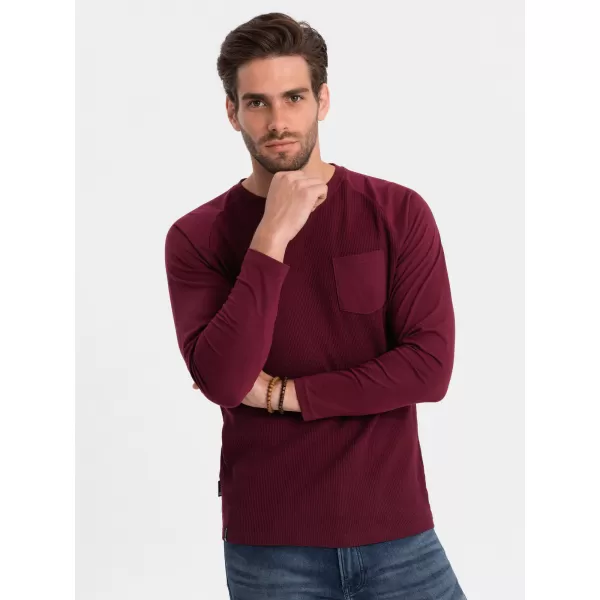  Pánské triko OMBRE OM-LSCL-0109 MAROON 