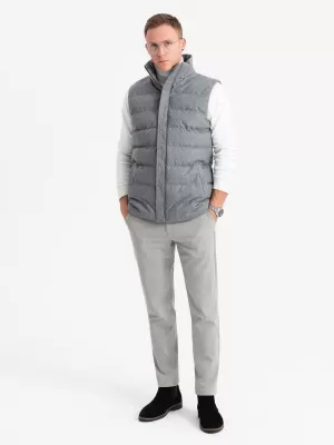 Pánská vesta OMBRE OM-JAVJ-0200 GREY MELANGE