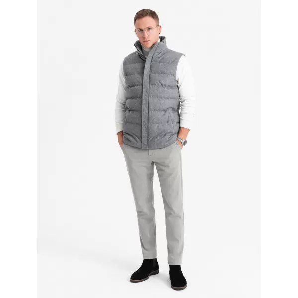 Pánská vesta OMBRE OM-JAVJ-0200 GREY MELANGE 