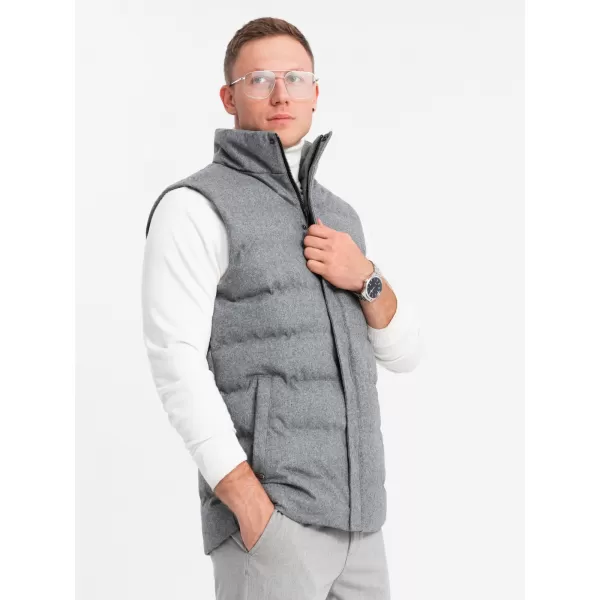  Pánská vesta OMBRE OM-JAVJ-0200 GREY MELANGE 