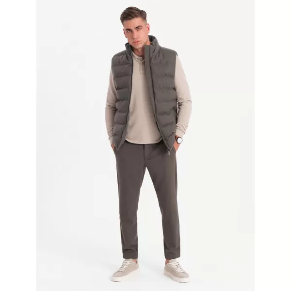  Pánská vesta OMBRE OM-JAVJ-0200 OLIVE MELANGE 