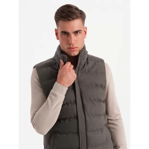  Pánská vesta OMBRE OM-JAVJ-0200 OLIVE MELANGE 
