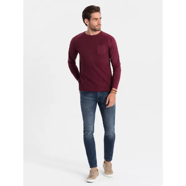  Pánské triko OMBRE OM-LSCL-0109 MAROON 