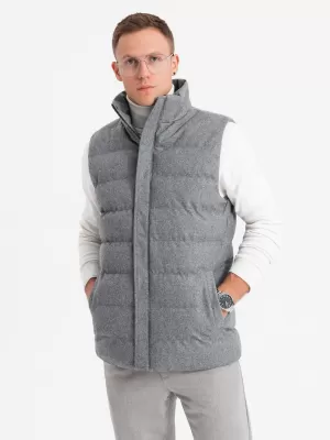 Pánská vesta OMBRE OM-JAVJ-0200 GREY MELANGE