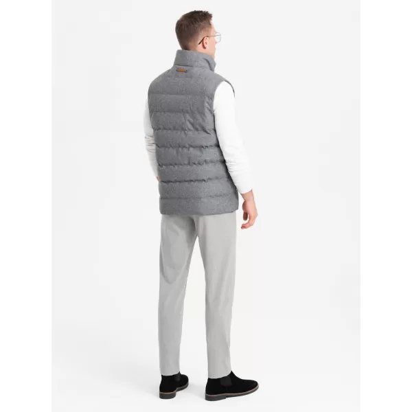  Pánská vesta OMBRE OM-JAVJ-0200 GREY MELANGE 